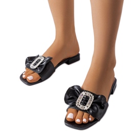 Chanclas elegantes negras con pedrería de Fifi negro