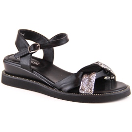 M. DASZYŃSKI Sandalias cuña mujer negras M.Daszyński MR2267-4 negro