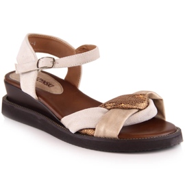 M. DASZYŃSKI Sandalias mujer cuña beige M.Daszyński MR2267-4