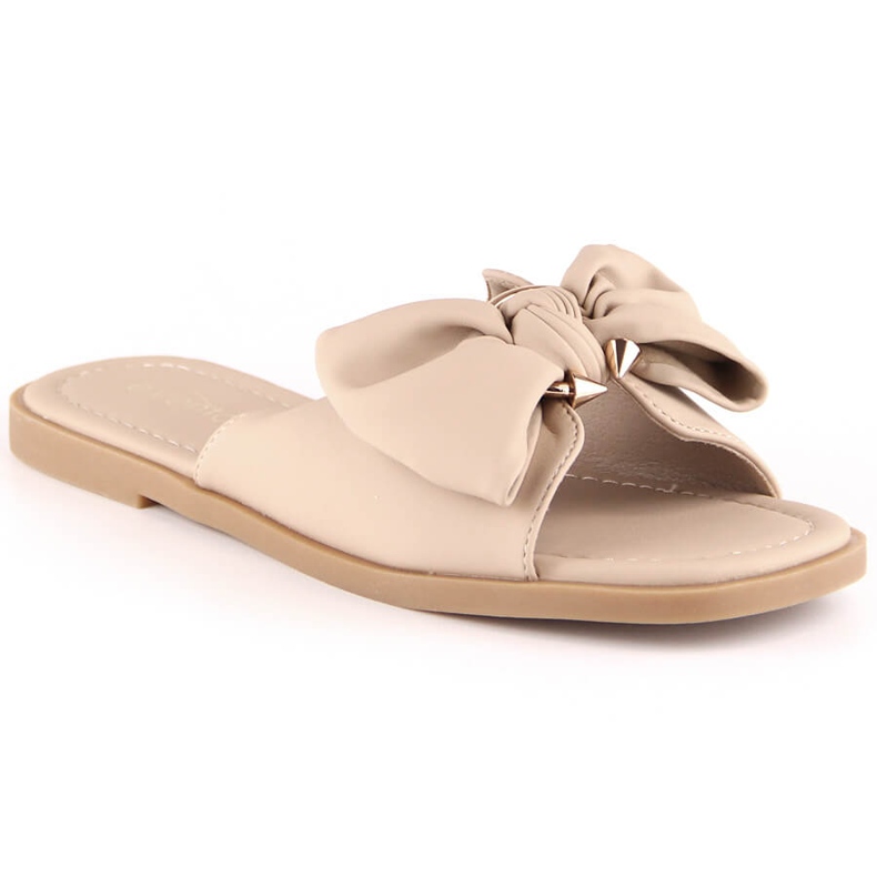 Sandalias planas de mujer con lazo beige eVento 5479