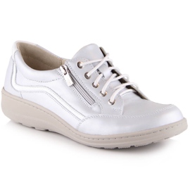 Zapatos plata cuña mujer piel Helios 411