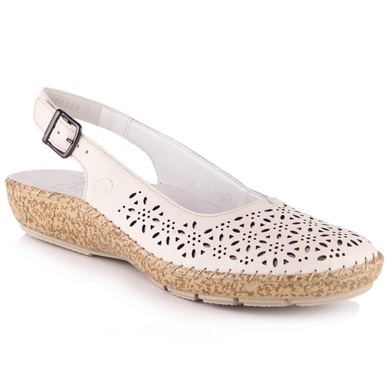 Sandalias piel caladas cómodas beige Rieker 44861-60