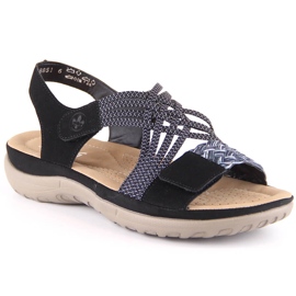 Sandalias mujer cómodas negras con velcro Rieker 64889-00 negro