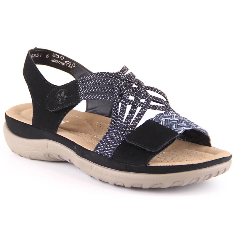 Sandalias mujer cómodas negras con velcro Rieker 64889-00 negro