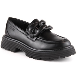 Negro Big Star LL274580 mocasines de tacón alto con cadena