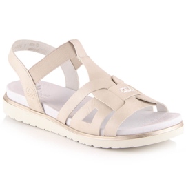 Rieker V5052-80 cómodas sandalias sin cordones para mujer con banda elástica beige