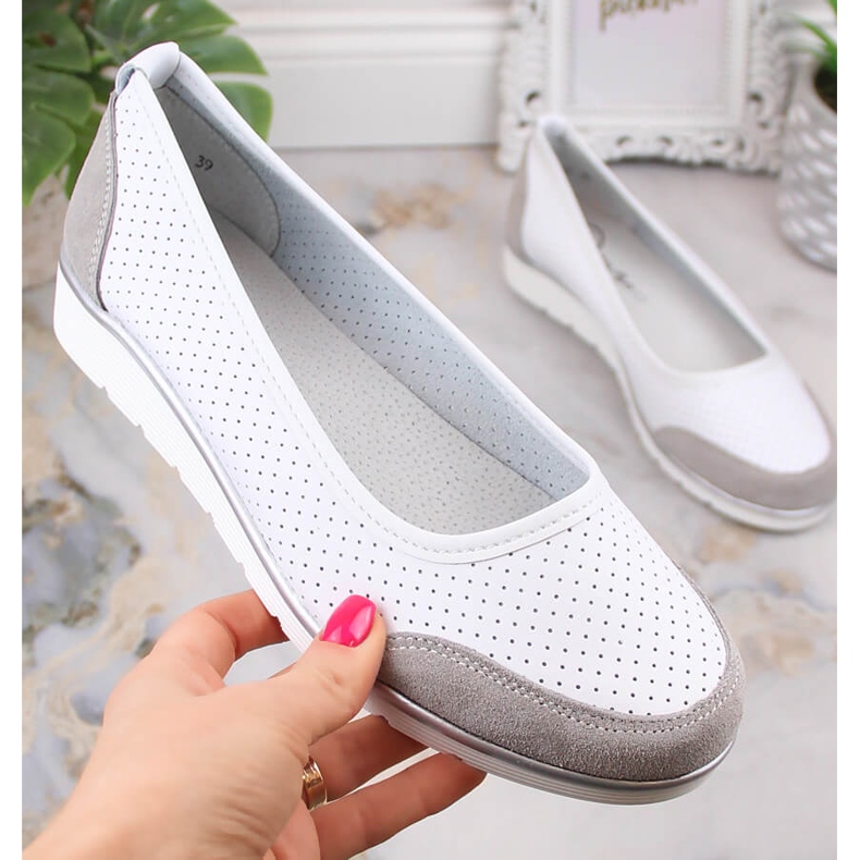 Bailarinas mujer piel calada blanca Filippo DP4524 blanco