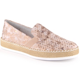 Slip-on mujer cómodos calados oro rosa Rieker L7852-31 dorado