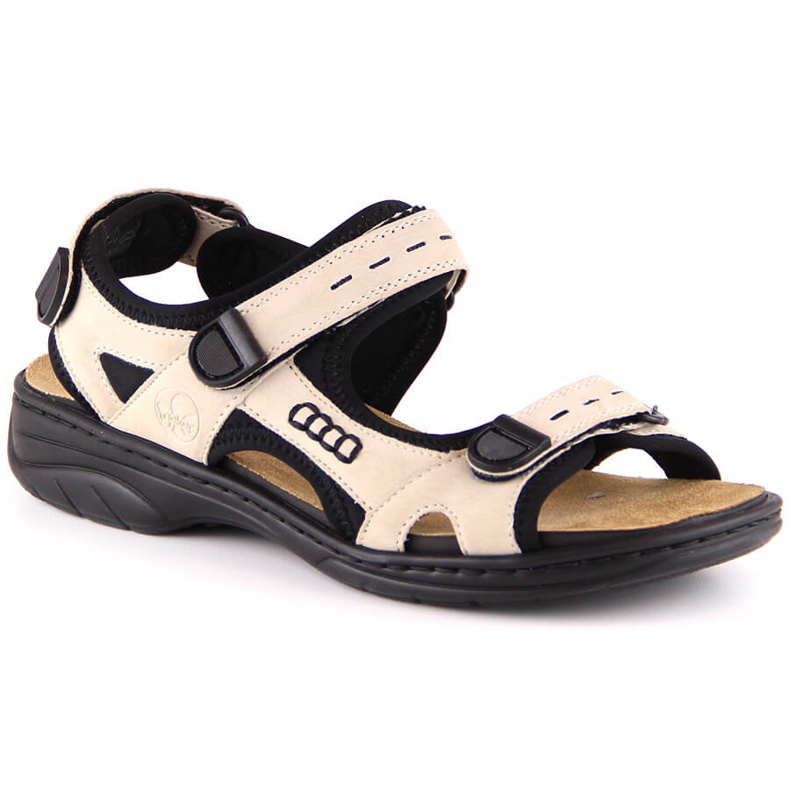 Cómodas sandalias deportivas mujer con velcro beige Rieker 64582-60