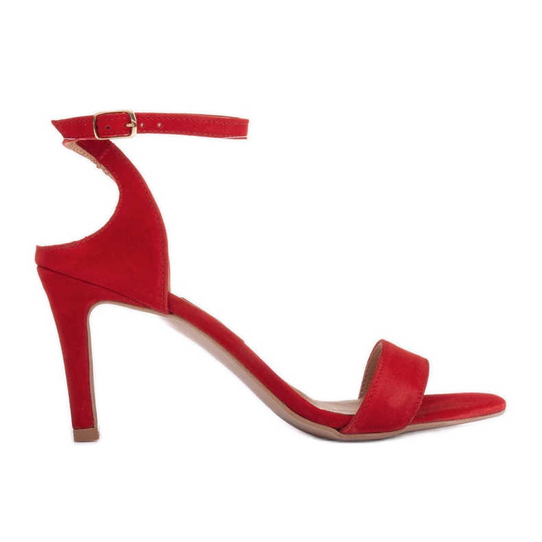 Marco Shoes Elegantes sandalias fabricadas en ante natural rojo