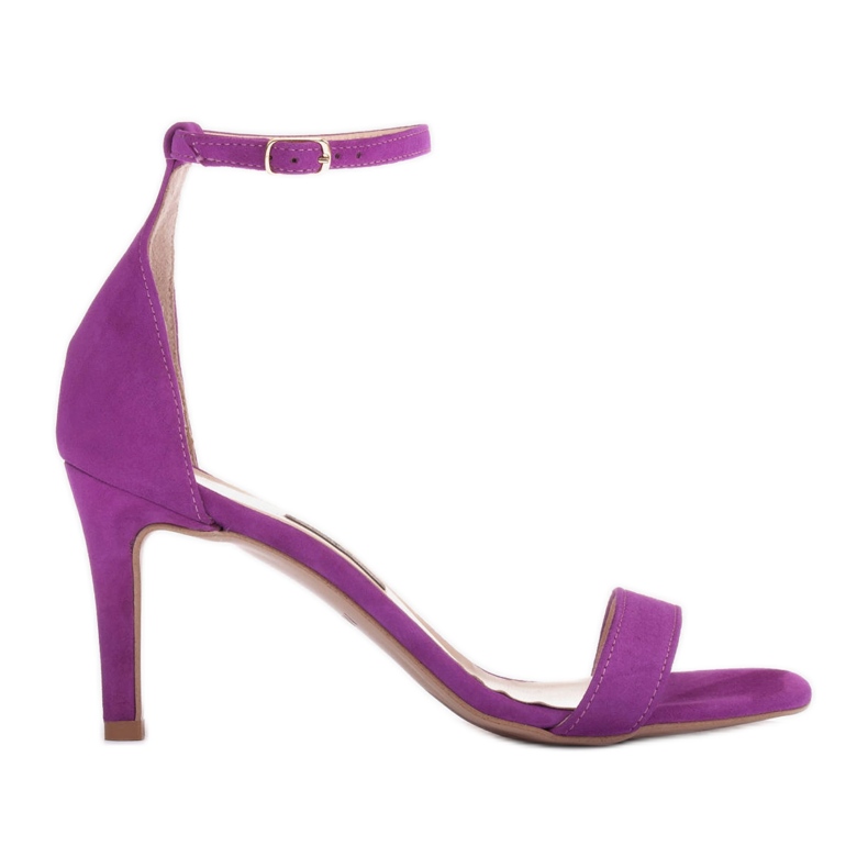 Marco Shoes Elegantes sandalias fabricadas en ante natural violeta