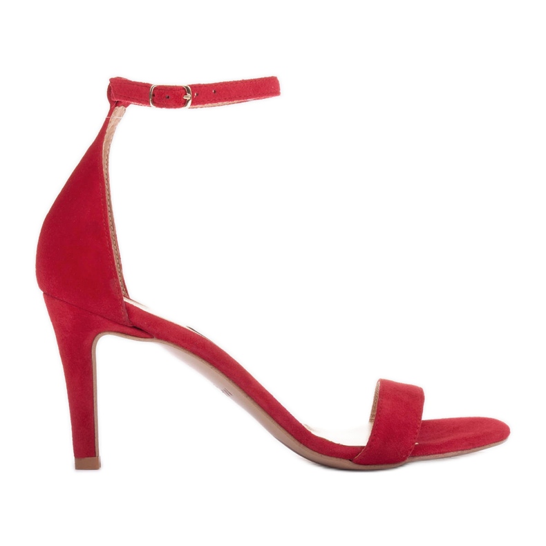 Marco Shoes Elegantes sandalias fabricadas en ante natural rojo