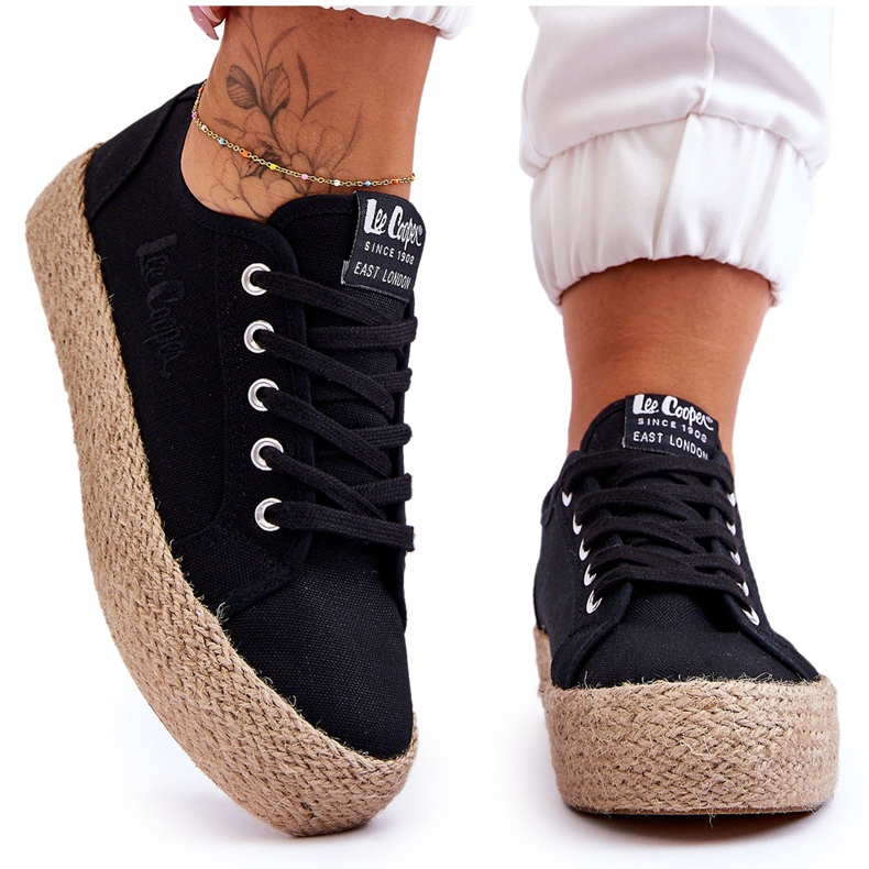 Zapatillas de deporte trenzadas de moda Lee Cooper LCW-23-31-1797L Negro