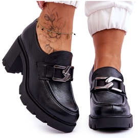 Lemar Elegantes zapatos brogue en un talón con decoración Harmell negra negro