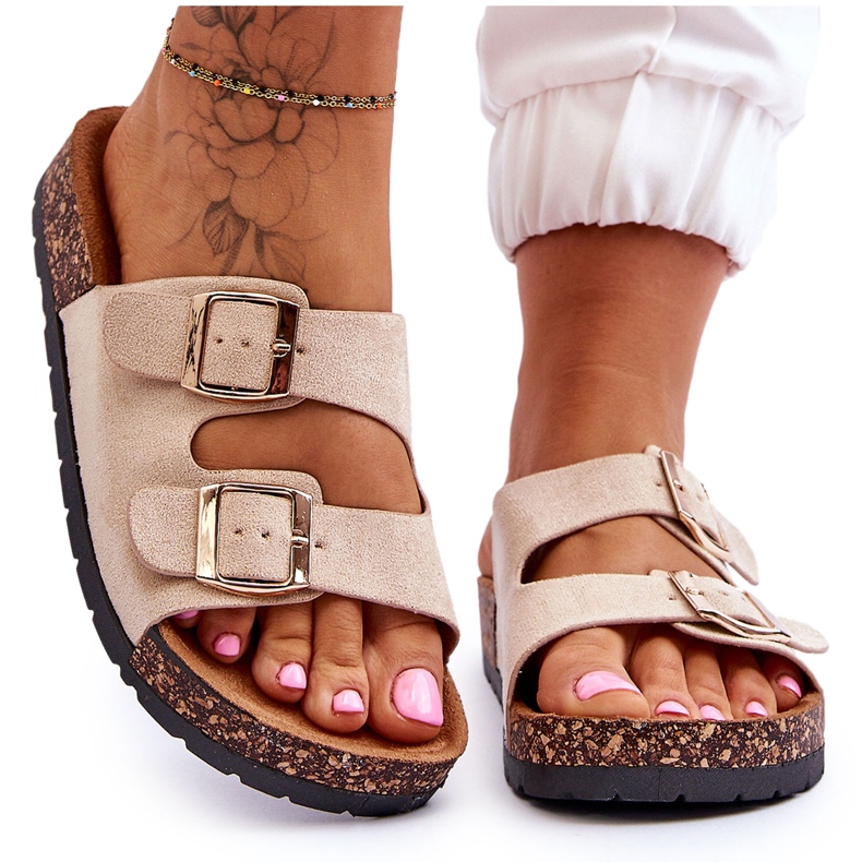 PM1 Sandalias sin cordones Cortina Beige para mujer