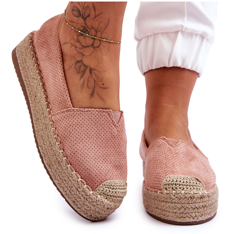 PM1 Alpargatas Plataforma Paja Rosa Highway rosado