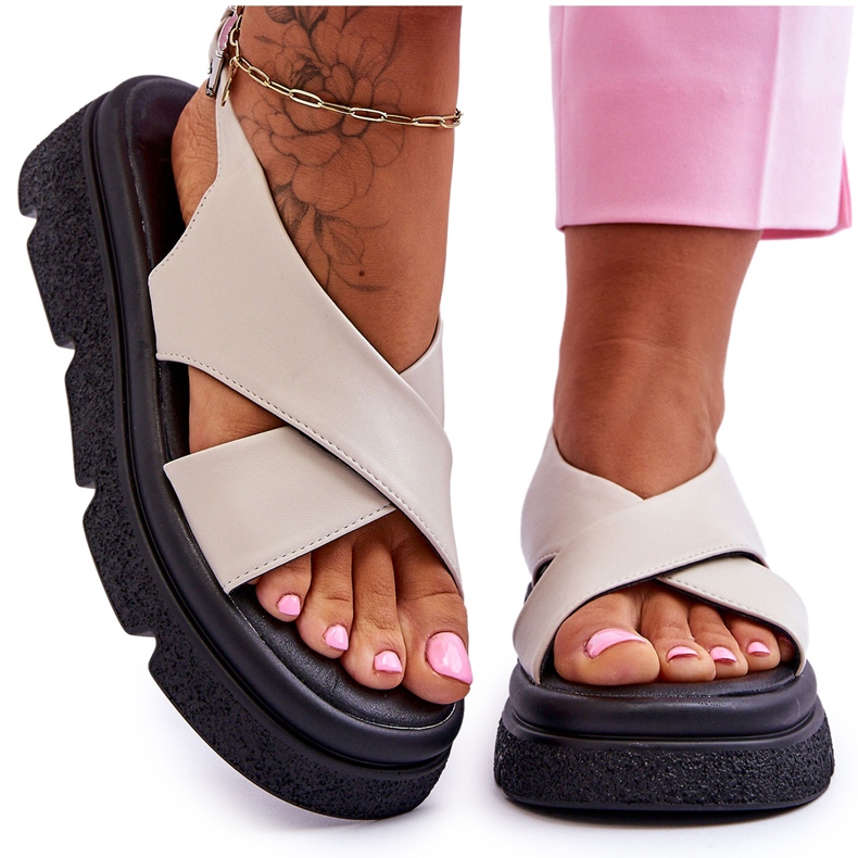 PE1 Sandalias de plataforma Chester beige de moda