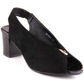 M. DASZYŃSKI Sandalias mujer slip-on ante negro M.Daszyński SA169-6
