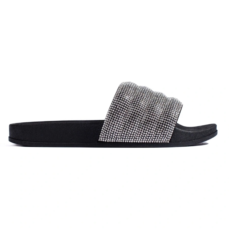 Pantuflas negras con pedrería Shelovet negro