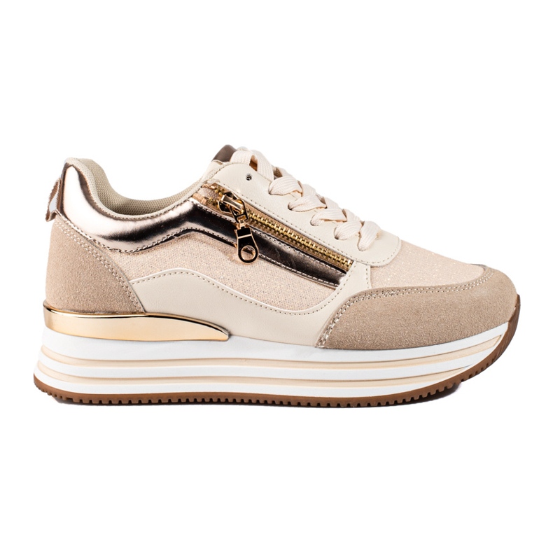 Zapatillas con plataforma en beige y dorado de Shelovet