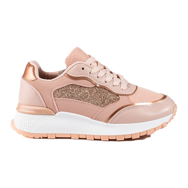 Deportivas mujer plataforma Shelovet rosa y dorado rosado