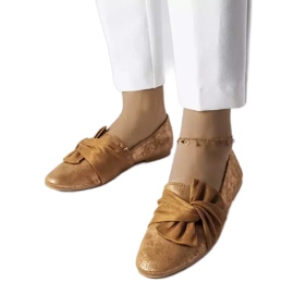Bailarinas marrones metalizadas con lazo de Dodier dorado Bailarinas marrones metalizadas con lazo de Dodier dorado