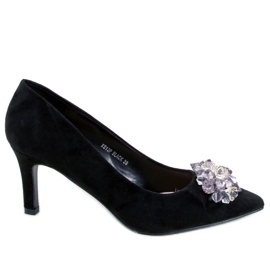 Breinne Tachuelas de ante negro con piedras