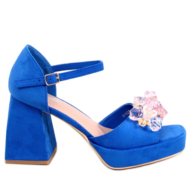 Sandalias tacón ancho con piedras Mirella Blue azul