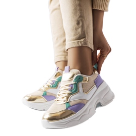 Zapatillas blancas y doradas de mujer de Séguin. beige Zapatillas blancas y doradas de mujer de Séguin. beige