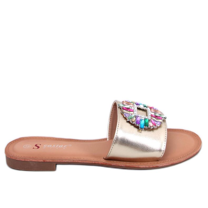 BM Chanclas Lowell con piedras doradas dorado