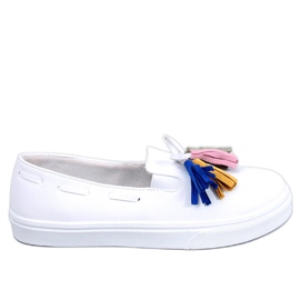BM Salma White zapatillas primaverales con borlas blanco