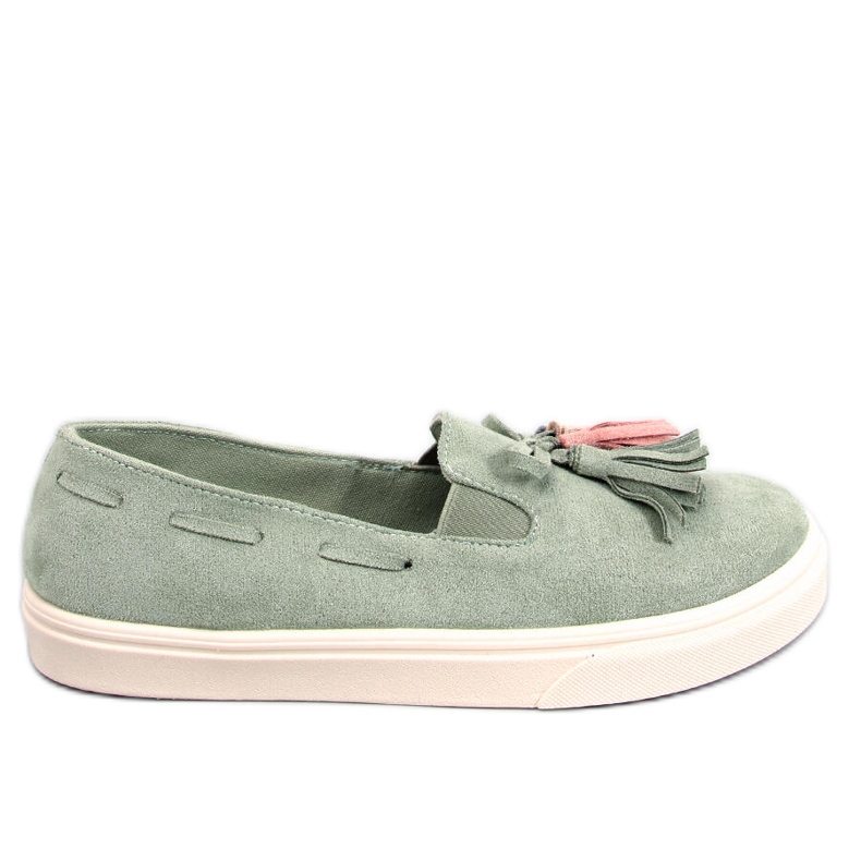 BM Salma Green zapatillas de primavera con borlas verde BM Salma Green zapatillas de primavera con borlas verde