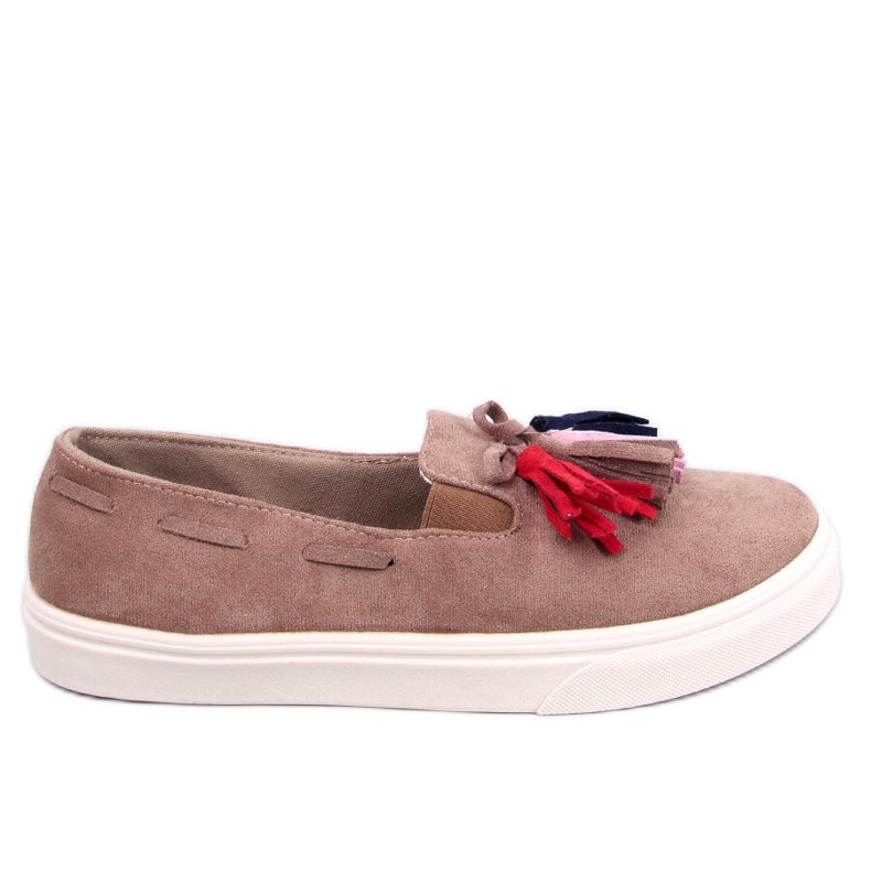 BM Salma Zapatillas primavera con flecos caqui beige