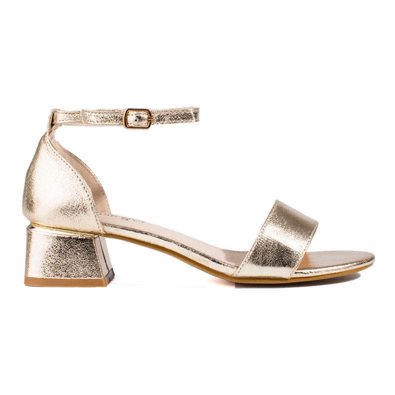 Sandalias de tacón bajo Shelovet para mujer dorado