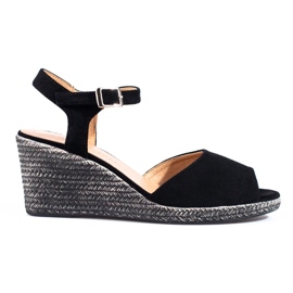 Sandalias de cuña negras de W. Potocki negro
