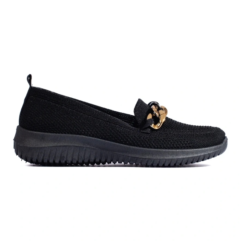 Slip on de material cómodo para mujer con cadena Shelovet negro
