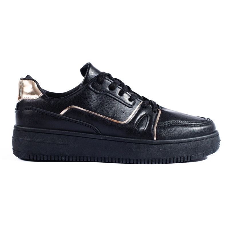 Zapatillas negras de mujer en la plataforma Shelovet. negro