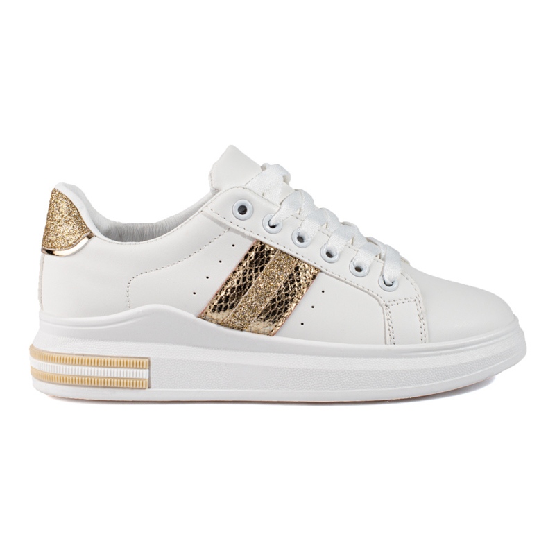 Zapatillas de deporte de mujer Shelovet en una plataforma alta blanca. blanco
