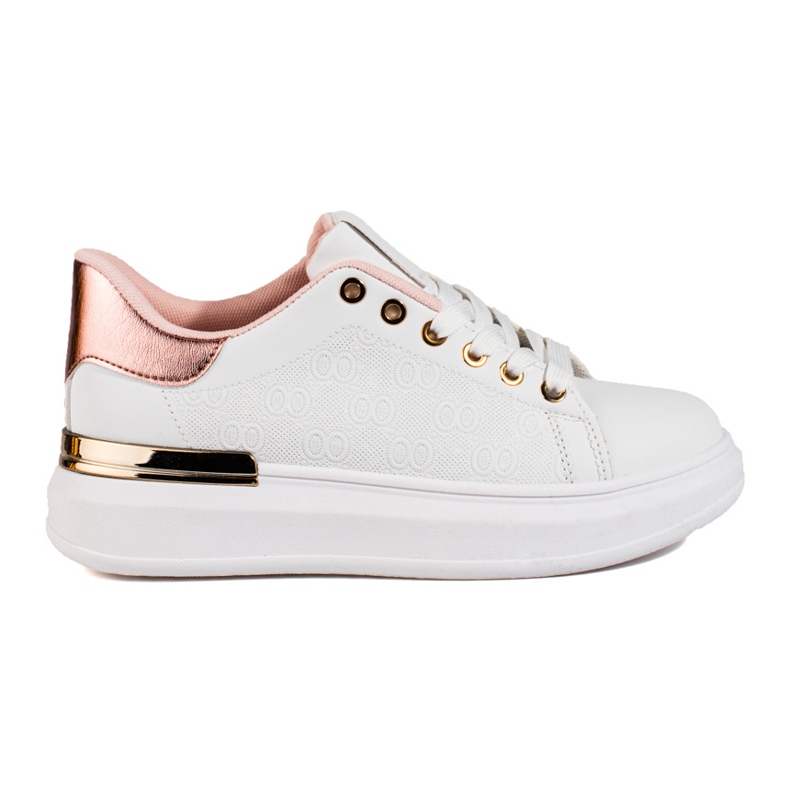 Zapatillas deportivas de mujer Shelovet blancas con aplicación dorada blanco Zapatillas deportivas de mujer Shelovet blancas con aplicación dorada blanco