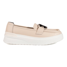 Mocasín vinceza plataforma beige con adorno