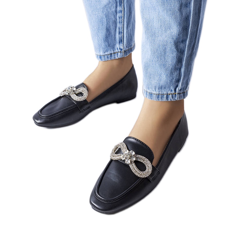 Mocasines negros con circonitas cúbicas de Quirion