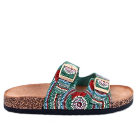 Seastar Zapatillas casa de corcho con abalorios de Adaora Green verde