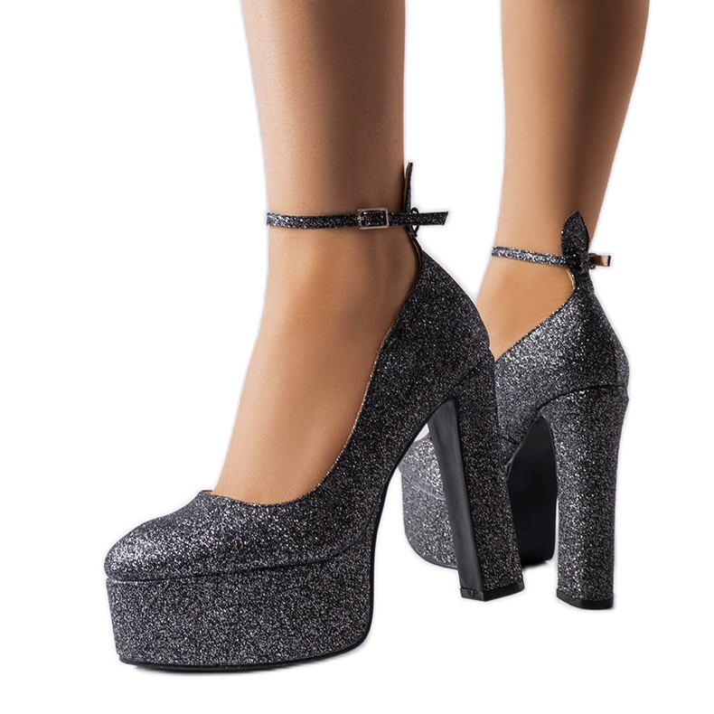 Zapatos de tacón brocado negro Bellamy