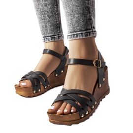 Sandalias de cuña negras de Audric negro