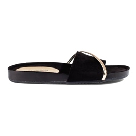 Chanclas negras con adorno Shelovet dorado negro