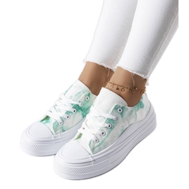 Zapatillas con plataforma blancas y verdes de Rocheleau blanco
