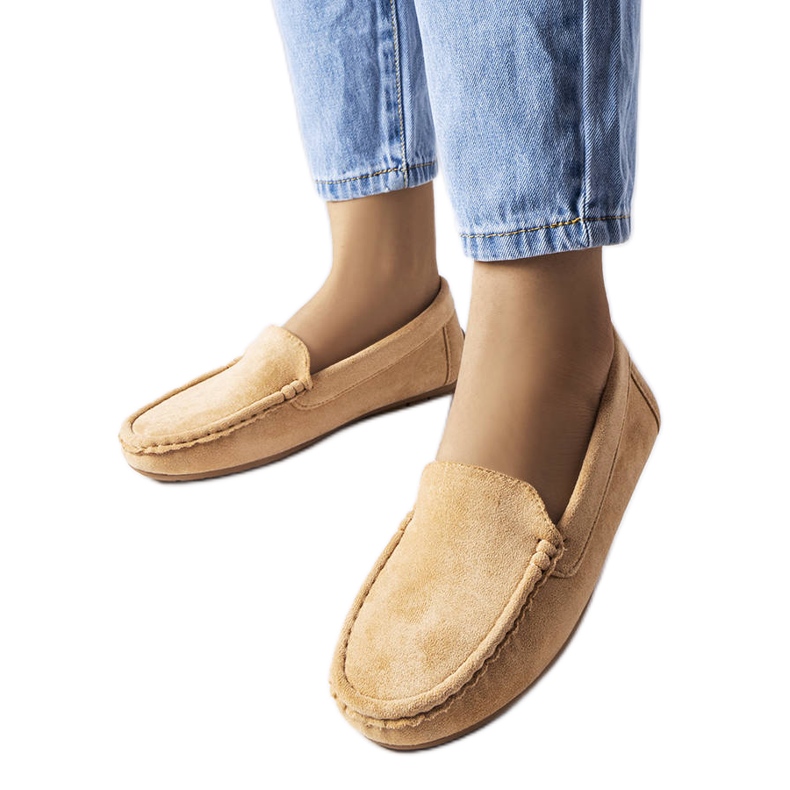 Mocasín beige con plantilla Souplet de piel