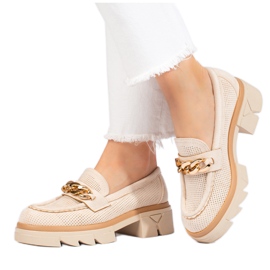 Mocasines Shelovet de ante con cadena beige claro