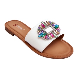 PE1 Sandalias De Mujer De Moda Con Adorno Blanco Halsey