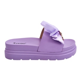 PE1 Pantuflas Con Lazo Y Peluche Decorativo Morado Suzy púrpura